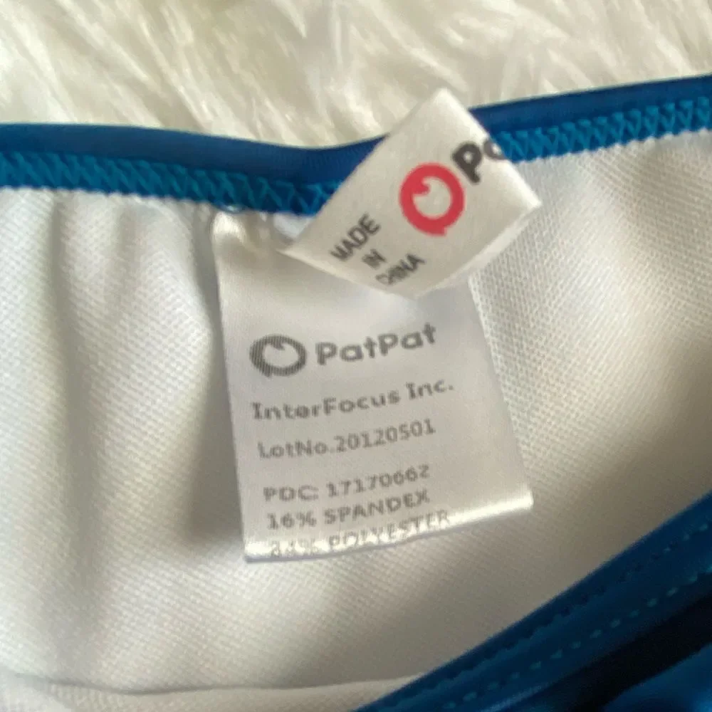 Patpat One Piece Swimsuit Blue‎ White Striped Ruffle Top Open Sides Womens Large